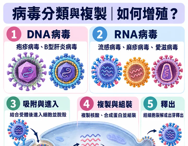 病毒分類與複製圖解預覽