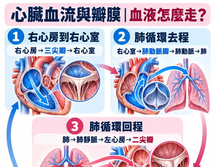 心臟血流與瓣膜圖解預覽